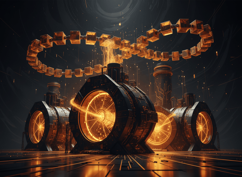 Abstract Bitcoin editorial illustration for quote by Andreas M. Antonopoulos