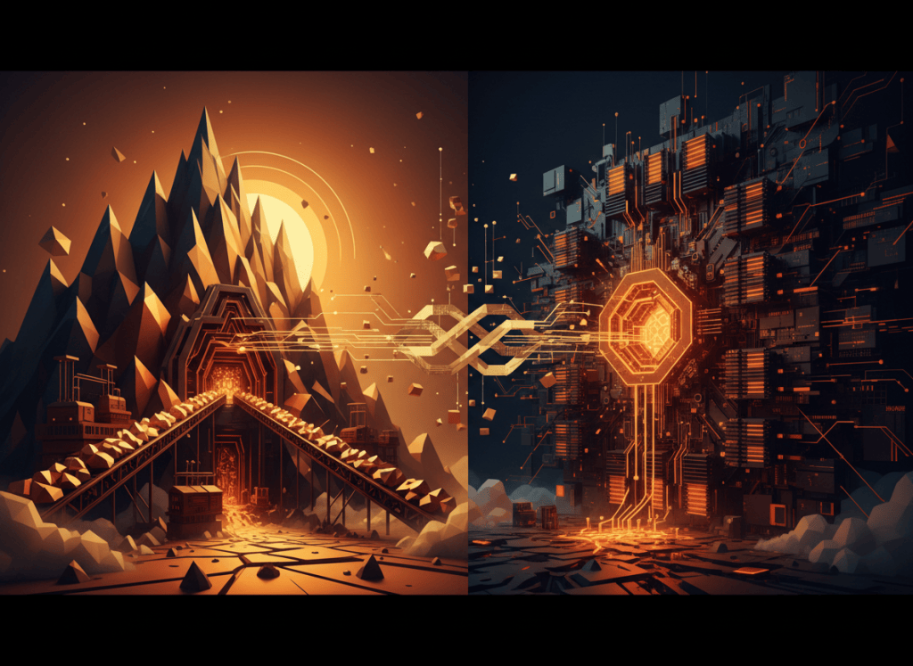 Abstract Bitcoin editorial illustration for quote by Michael Saylor